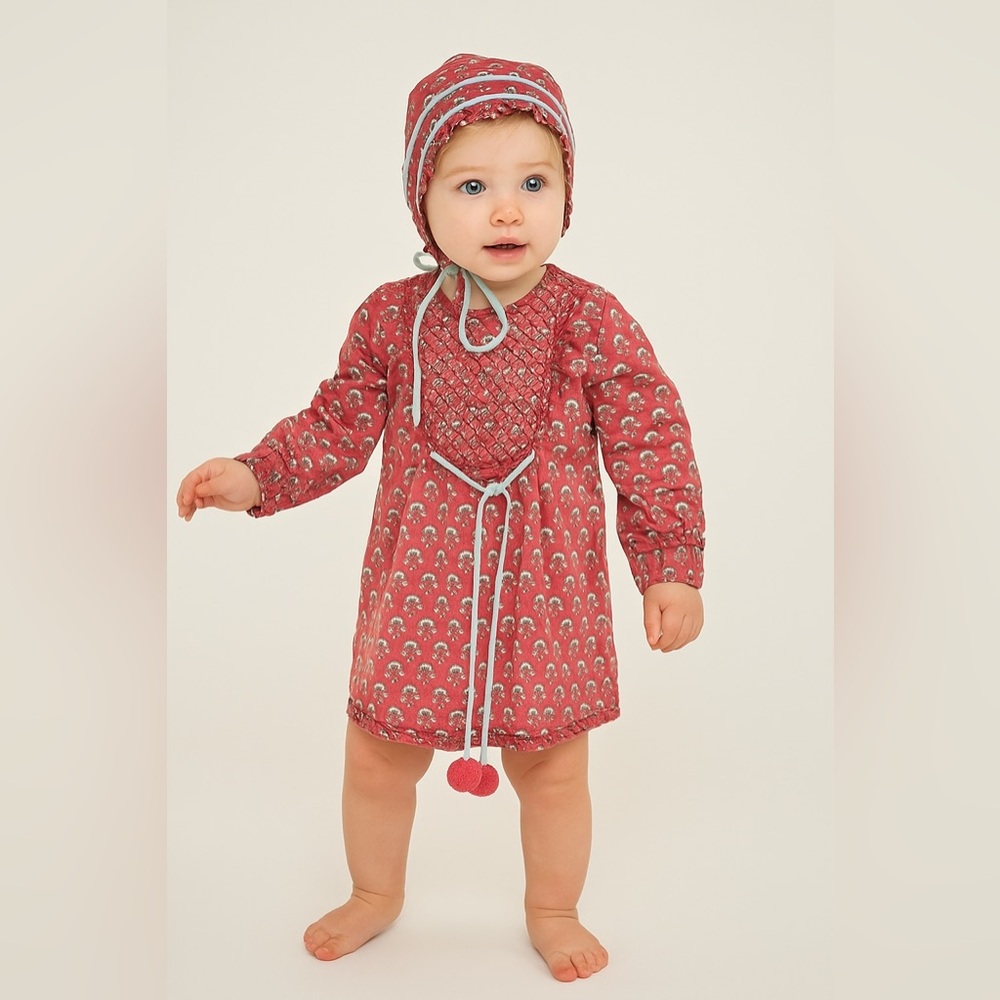 Bossa by amarth baby girl dress, bloomers and bonnett baby girls size 18 months